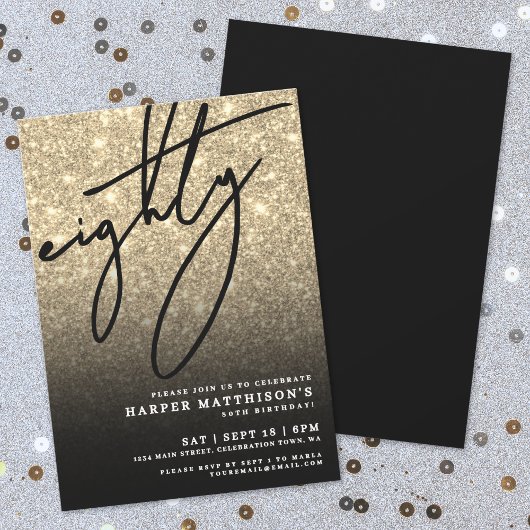 Invitation Elegant Eighty Gold 80th Birthday Party