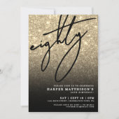 Invitation Elegant Eighty Or 80e anniversaire (Devant)