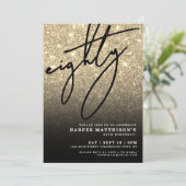Invitation Elegant Eighty Or 80e anniversaire (Debout devant)