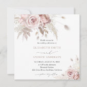 Invitation Élégant élégant et chic Dusty Rose Floral Mariage (Devant)