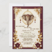 Invitation Elégant éléphant Auspicious Ganesha Floral Indien (Devant)