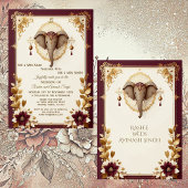 Invitation Elégant éléphant Auspicious Ganesha Floral Indien