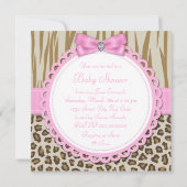Invitation Elégant Eléphant Rose Baby Girl Douche (Dos)