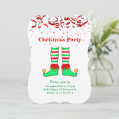 Invitation Elégant elfe de Noël sur rouge & blanc (Debout devant)