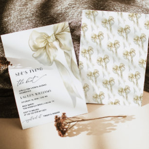 Invitation Elégant Elle Noue le Nœud Ruban Lave de Mariée