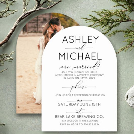 Invitation Elégant Elopement Moderne Script Réception Photo