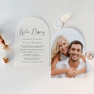 Invitation Elégant Elopement Photo Arche Mariage Réception