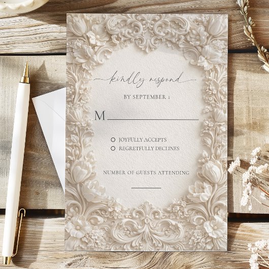 Invitation Elegant Embossed Floral Wedding Response Cards