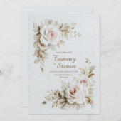 Invitation Elegant Embroidered Rose Wedding (Devant / Derrière)