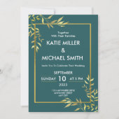 Invitation Élégant Emeral Green & Gold Modern Mariage (Devant)