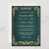 Invitation Élégant Emerald et Mariage or (Devant)