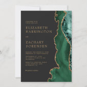 Invitation Élégant Emerald Green Agate Gold QR Code Mariage (Devant)