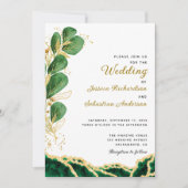 Invitation Élégant Emerald Green Agate Mariage Eucalyptus (Devant)