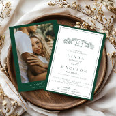 Invitation Elegant Emerald Green  Crest Monogram Wedding  