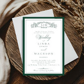 Invitation Elegant Emerald Green  Crest Monogram Wedding   In