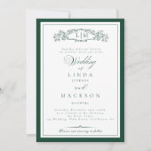 Invitation Elegant Emerald Green  Crest Monogram Wedding   In (Devant)