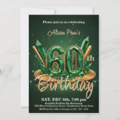 Invitation Élégant Emerald Green et Gold 60e anniversaire (Devant)