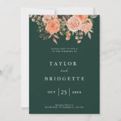 Invitation Élégant Emerald Green Floral Mariage de automne Bi (Devant)