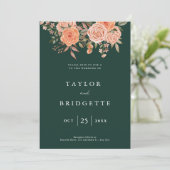 Invitation Élégant Emerald Green Floral Mariage de automne Bi (Debout devant)