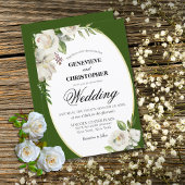 Invitation Élégant Emerald Green Floral Mariage or
