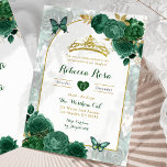 Invitation Élégant Emerald Green Floral Royal Quinceañera<br><div class="desc">Élégant Emerald Green Floral Royal Quinceañera Invitation</div>