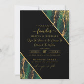 INVITATION ÉLÉGANT EMERALD GREEN FOIL ABSTRAIT AGATE MARIAGE (Devant)