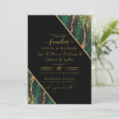 INVITATION ÉLÉGANT EMERALD GREEN FOIL ABSTRAIT AGATE MARIAGE (Debout devant)