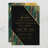 INVITATION ÉLÉGANT EMERALD GREEN FOIL ABSTRAIT AGATE MARIAGE (Devant / Derrière)