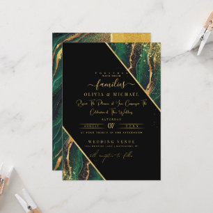 INVITATION ÉLÉGANT EMERALD GREEN FOIL ABSTRAIT AGATE MARIAGE