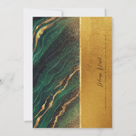 INVITATION ÉLÉGANT EMERALD GREEN FOIL ABSTRAIT AGATE MARIAGE (Dos)