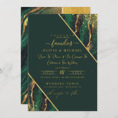 INVITATION ÉLÉGANT EMERALD GREEN FOIL ABSTRAIT AGATE MARIAGE (Devant / Derrière)
