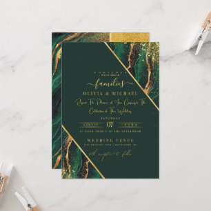 INVITATION ÉLÉGANT EMERALD GREEN FOIL ABSTRAIT AGATE MARIAGE