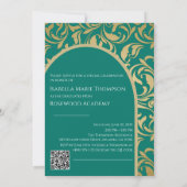 Invitation Élégant Emerald Green & Gold Arch Photo Graduation (Dos)