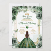 Invitation Élégant Emerald Green & Gold Mis Quince Sweet 16e (Devant)