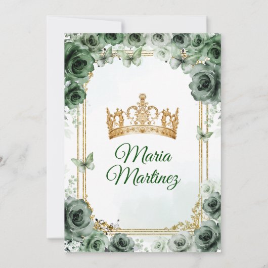 Invitation Élégant Emerald Green & Gold Mis Quince Sweet 16e (Dos)