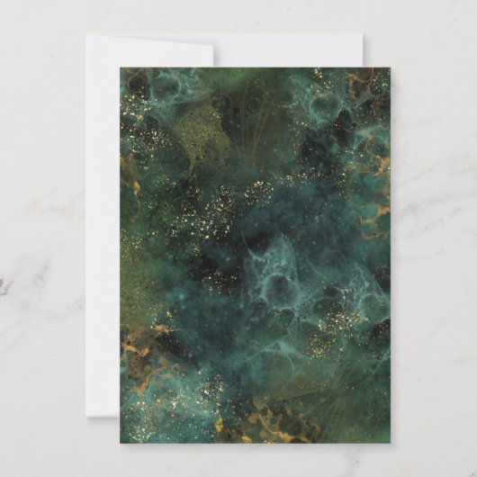 Invitation Élégant Emerald Green & Gold Parties scintillant A (Dos)