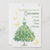 Invitation Élégant Emerald Green & Golden Quinceañera (Devant)