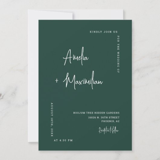 Invitation Élégant Emerald Green QR Code Mariage Photo (Devant)