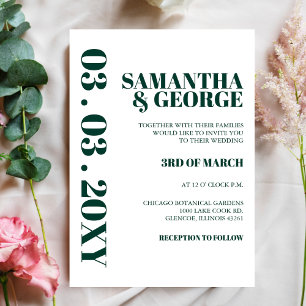 Invitation Élégant Emerald Green Rétro Mariage moderne