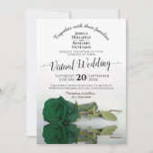 Invitation Élégant Emerald Green Rose Mariage virtuel (Devant)