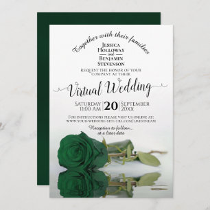 Invitation Élégant Emerald Green Rose Mariage virtuel