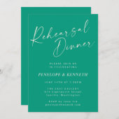 Invitation Élégant Émeraude Vert Script Dîner De Répétition (Devant / Derrière)