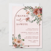 Invitation Élégant en Mariage rose d'automne (Devant)