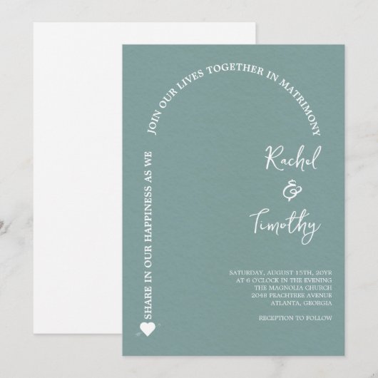 Invitation Elégant encadré dans la foi Mariage gris ardoise f (Devant / Derrière)