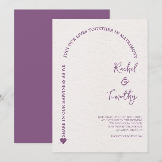 Invitation Élégant encadré dans la foi Mariage rose chaud (Devant / Derrière)