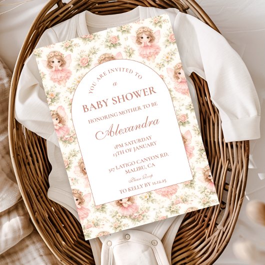Invitation Elegant Enchanted Fairy Baby Shower