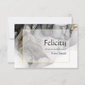 Invitation Élégant Encre Alcoolique Noire et Or Demoiselle d' (Devant)