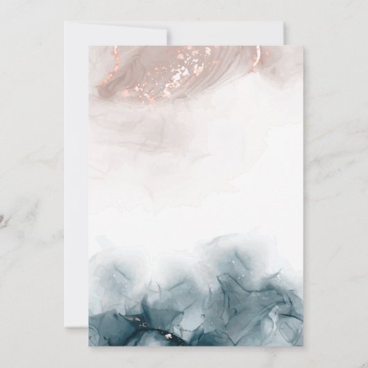 Invitation Élégant Encre d'alcool Or Blush Bleu moderne Maria (Dos)