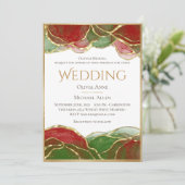 Invitation Élégant Encre d'alcool Rouge Vert Vacances Mariage (Debout devant)