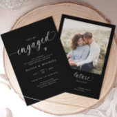 Invitation Elegant Engaged Modern Black Engagement Party